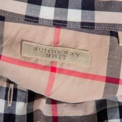 Pre Owned قميص بربري بريت أزرار أمامية قطن كاروها ت نوفا بيج مقاس كبير جداً