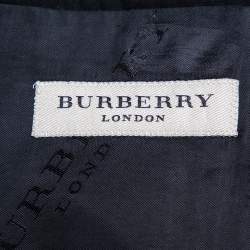 Pre Owned Burberry Black Wool Button Front Blazer M    