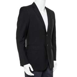 Pre Owned Burberry Black Wool Button Front Blazer M    