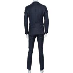 Pre Owned Burberry Navy Blue Wool Formal Suit M