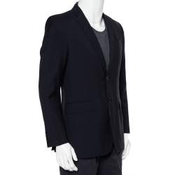 Pre Owned Burberry Midnight Blue Wool Button Front Milbury Blazer M