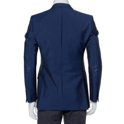 Pre Owned Burberry Blue Wool & Mohair Button Front Milbury Blazer M  