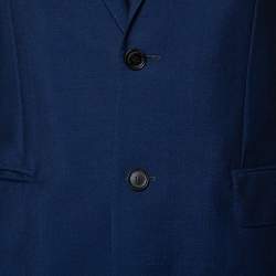 Pre Owned Burberry Blue Wool & Mohair Button Front Milbury Blazer M  