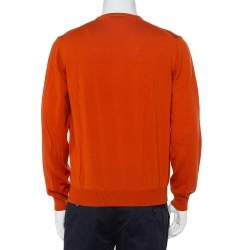 Pre Owned   بلوفر بربري صوف برتقالي محروق رقبة حرف في مقاس متوسط - ميديوم   