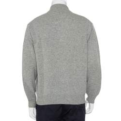 مملوكة مسبقًا Burberry Grey Lambwool Half Zip High Neck Sweater M