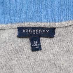 مملوكة مسبقًا Burberry Grey Lambwool Half Zip High Neck Sweater M