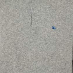 مملوكة مسبقًا Burberry Grey Lambwool Half Zip High Neck Sweater M