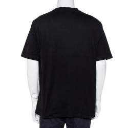 Pre Owned Burberry Black Logo Printed Cotton Crewneck Oversized T-Shirt M