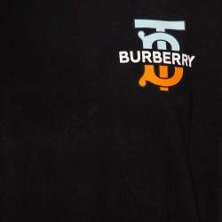 Pre Owned Burberry Black Logo Printed Cotton Crewneck Oversized T-Shirt M