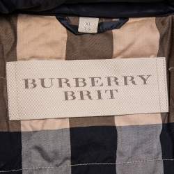 Pre Owned Burberry Brit Black Synthetic Detachable Hood Detail Puffer Jacket XL