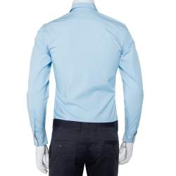 مملوكة مسبقًا قميص بربري قطن أزرق كاروهات نوفا بأزرار أمامية مقاس صغير جدًا - إكس سمول