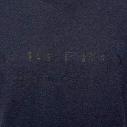 Pre Owned تي شيرت بربري مطبوع شعار الماركة رقبة مستديرة قطن أزرق كحلي مقاس كبير جداً (اكس لارج)