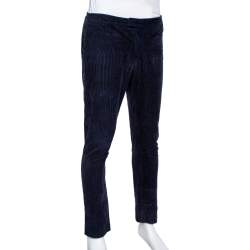 Pre Owned Burberry Prorsum Navy Blue Corduroy Tapered Leg Pants S