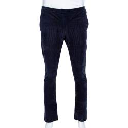 Pre Owned Burberry Prorsum Navy Blue Corduroy Tapered Leg Pants S