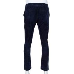 Pre Owned Burberry Prorsum Navy Blue Corduroy Tapered Leg Pants S