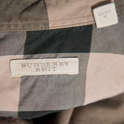 Pre Owned قميص بربري بريت قطن مربعات أخضر أزرار أمامية مقاس وسط (ميديوم)