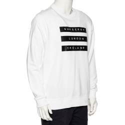 Burberry White Logo Tape Printed Cotton Knit Sweatshirt L 