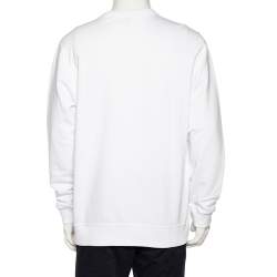 Burberry White Logo Tape Printed Cotton Knit Sweatshirt L 