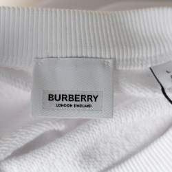 Burberry White Logo Tape Printed Cotton Knit Sweatshirt L 
