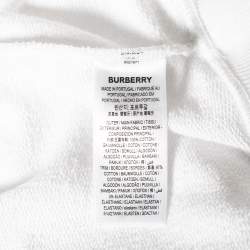 Burberry White Logo Tape Printed Cotton Knit Sweatshirt L 