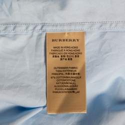 مملوكة مسبقًا Burberry Brit Light Blue Novacheck Detail Cotton Shirt L