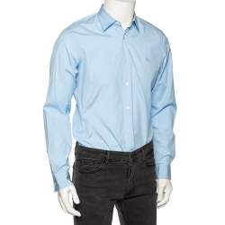 مملوكة مسبقًا Burberry Brit Light Blue Novacheck Detail Cotton Shirt L