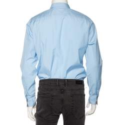 مملوكة مسبقًا Burberry Brit Light Blue Novacheck Detail Cotton Shirt L