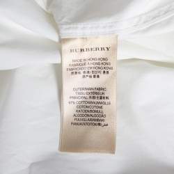 Pre Owned قميص بربري بريت قطن أبيض كاروهات نوفاتشيك بأزرار أمامية مقاس كبير - لارج