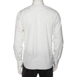 Pre Owned قميص بربري بريت قطن أبيض كاروهات نوفاتشيك بأزرار أمامية مقاس كبير - لارج