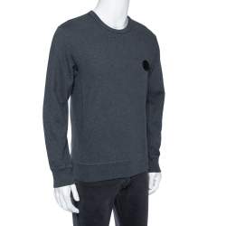 Pre Owned سويت شيرت بربري جايفورد تريكو رصاصي بالشعار المطرز مقاس صغير - سمول