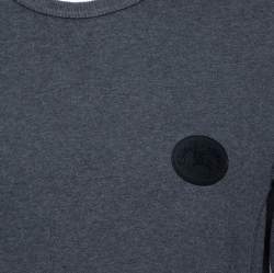 Pre Owned سويت شيرت بربري جايفورد تريكو رصاصي بالشعار المطرز مقاس صغير - سمول