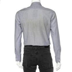 Pre Owned قميص بربري قطن رصاصي تفاصيل حواف كاروهات نوفا تشيك بأزرار أمامية مقاس صغير - سمول  