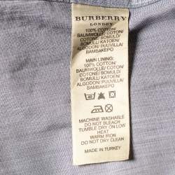 Pre Owned قميص بربري قطن رصاصي تفاصيل حواف كاروهات نوفا تشيك بأزرار أمامية مقاس صغير - سمول  