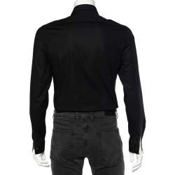 مملوكة مسبقًا قميص بربري قطن أسود تفاصيل كاروهات نوفا تشيك بأزرار أمامية مقاس صغير - سمول 