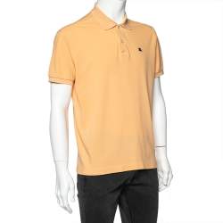 Pre Owned تي شيرت بربري نيو برايسون بولو قطن برتقالي فاتح فينتدج مقاس كبير - لارج