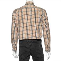 Pre Owned قميص بربري قطن كاروهات تشيك نوفا بيج بأكمام طويلة مقاس متوسط - ميديوم 