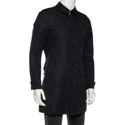 Pre Owned Burberry Navy Blue Cotton Belted Britton Trench Coat M