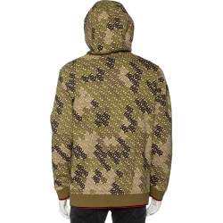 Pre Owned Burberry Green Logo Camouflage Printed Cotton Knit Hoodie L