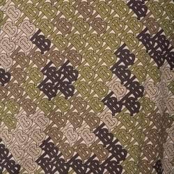 Pre Owned Burberry Green Logo Camouflage Printed Cotton Knit Hoodie L