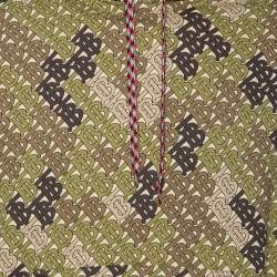 Pre Owned Burberry Green Logo Camouflage Printed Cotton Knit Hoodie L