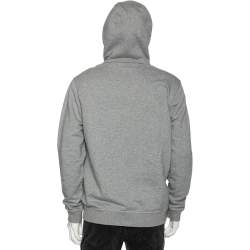 مملوكة مسبقًا Burberry Grey Logo Tape Printed Cotton Knit Hoodie M 