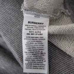 مملوكة مسبقًا Burberry Grey Logo Tape Printed Cotton Knit Hoodie M 
