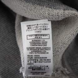 مملوكة مسبقًا Burberry Grey Logo Tape Printed Cotton Knit Hoodie M 