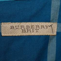 Pre Owned Burberry Brit Blue Checkered Cotton Button Front Shirt M