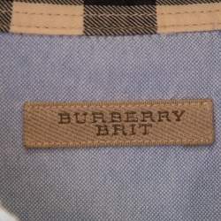 Pre Owned Burberry Brit Blue Cotton Button Front Shirt XL