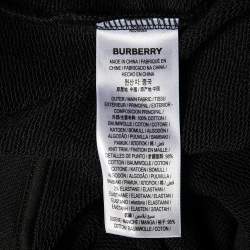 Pre Owned Burberry Black Cotton Logo Check Panel Detail Hooded Sweatshirt XL