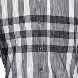 Pre Owned Burberry Brit Grey Checked Cotton Poplin Long Sleeve Shirt L