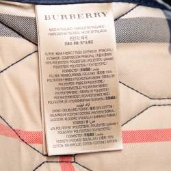 Pre Owned Burberry Navy Blue Synthetic Leather Trim Quilted Gillington Jacket XL