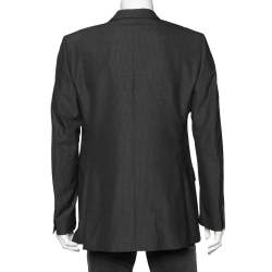 Pre Owned جاكيت بليزر بربري صوف مقلم رصاصي داكن أزرار أمامية مقاس كبير جداً (اكس لارج)