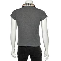 Pre Owned تي شيرت بولو بربري قطن رصاصي بيكيه مقاس كبير (لارج)